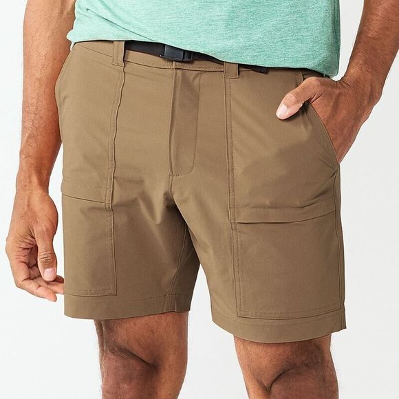 Sonoma Other - Sonoma Outdoor Cargo Shorts Mens 30 Brown Nylon Stretch Belted Elastic Waist NEW